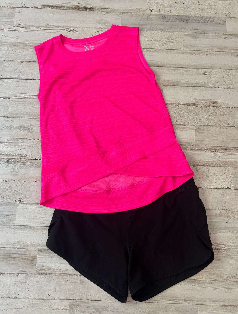Athleta Girls Black Shorts and Zella Bright Pink Tank Cheer sz 8